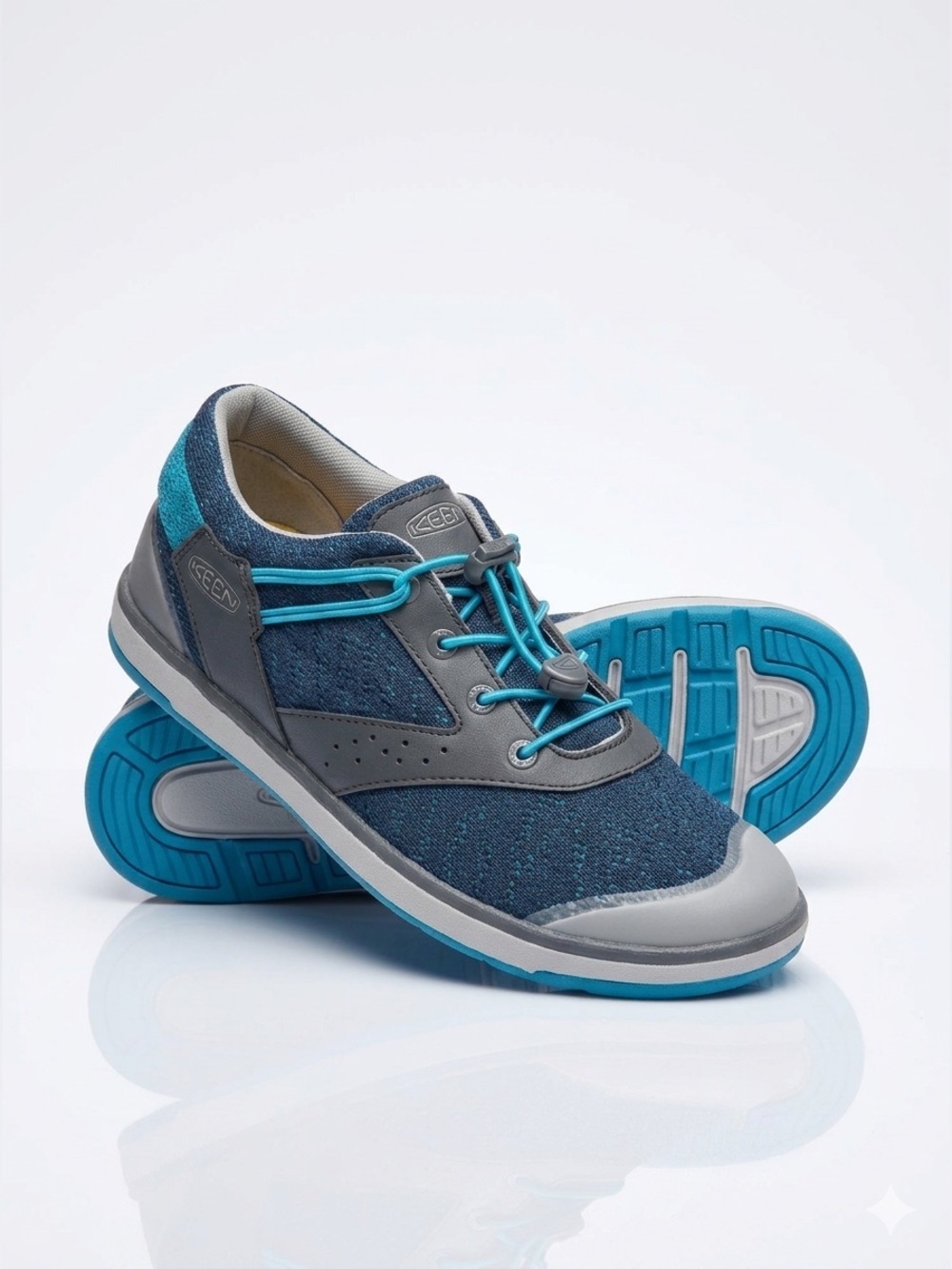 KEEN Marin Women's Size 7 Sneakers Bungee Lace Blue Gray Breathable Shoes